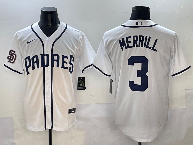 Men 2025 San Diego Padres #3 Merrill White Game Nike MLB Jersey style 3->san diego padres->MLB Jersey